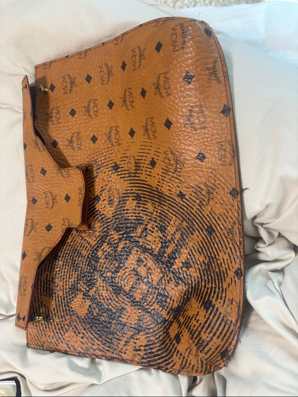MCM Cognac Visetos Monogram Clutch
